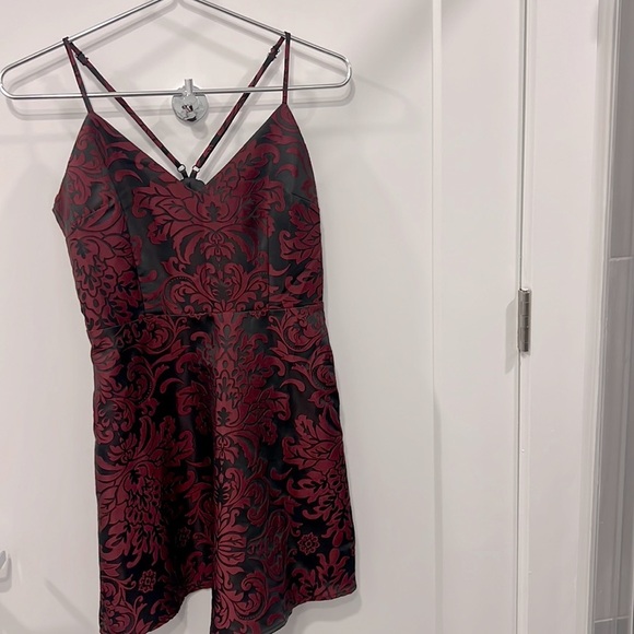 Forever 21 Dark Academia Dress | Size S | Cocktail | Hoco | Black & Burgundy Puf - Picture 1 of 4
